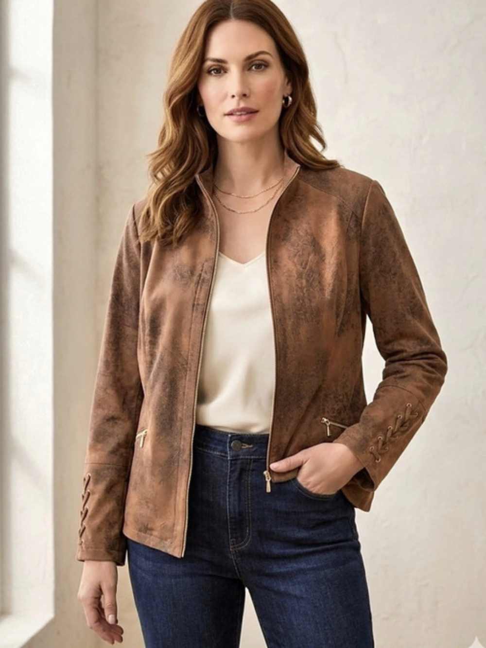 Chico's Brown Moto Jacket Size Medium